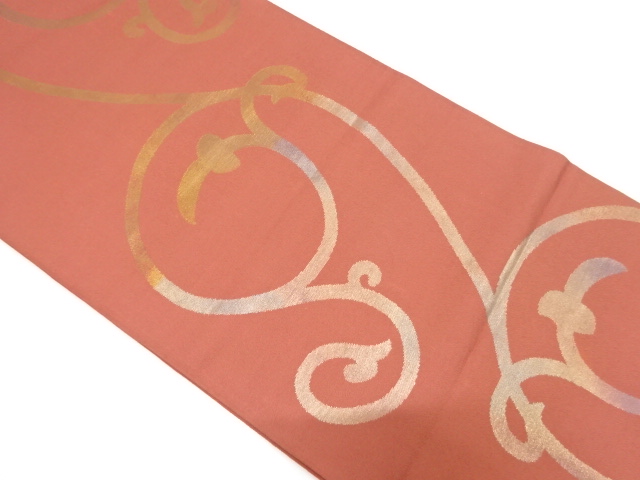 JAPANESE KIMONO / ANTIQUE FUKURO OBI / SILK / WOVEN ARABESQUE